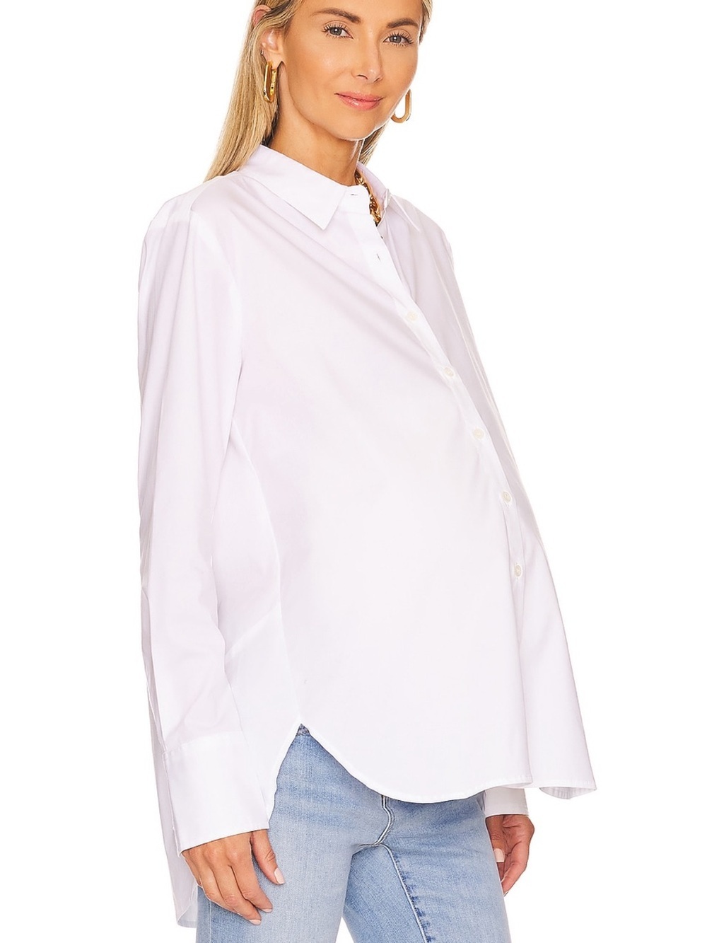 HATCH The Classic Button Down Maternity Shirt in White